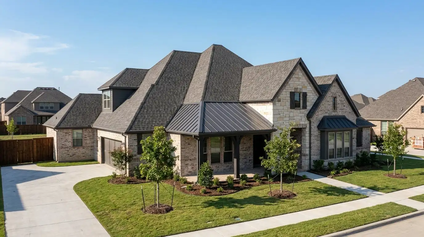Finished roof on a new Dallas home