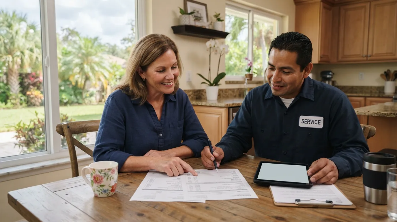 Reviewing an itemized AC replacement quote in Jacksonville