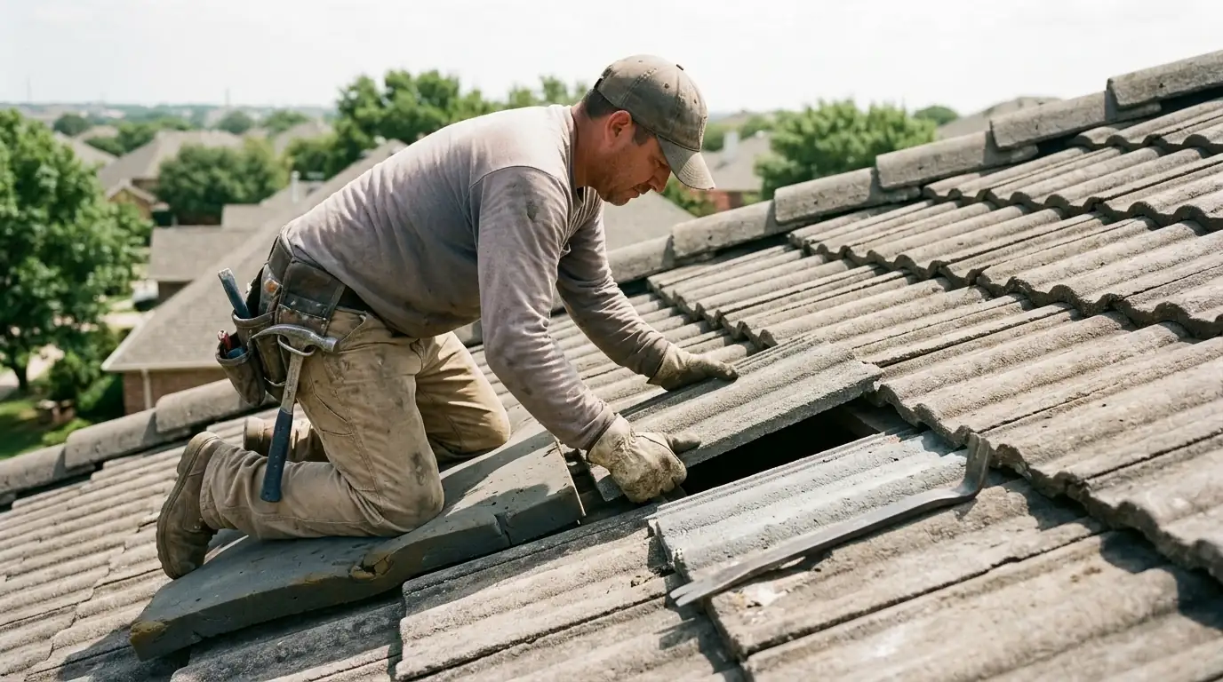 Cracked tile replaced on a Dallas tile roof