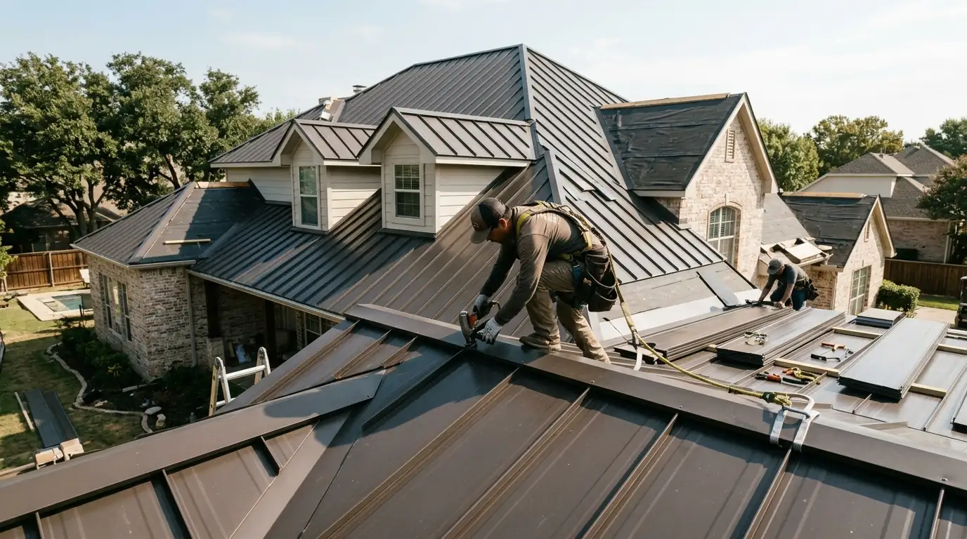 Standing seam metal roof installed in Dallas
