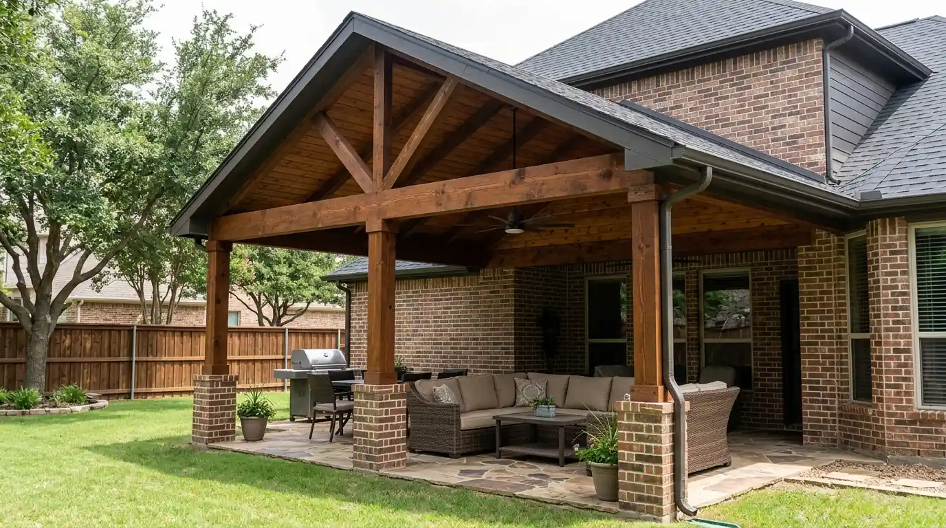 Attached patio cover on a Dallas home
