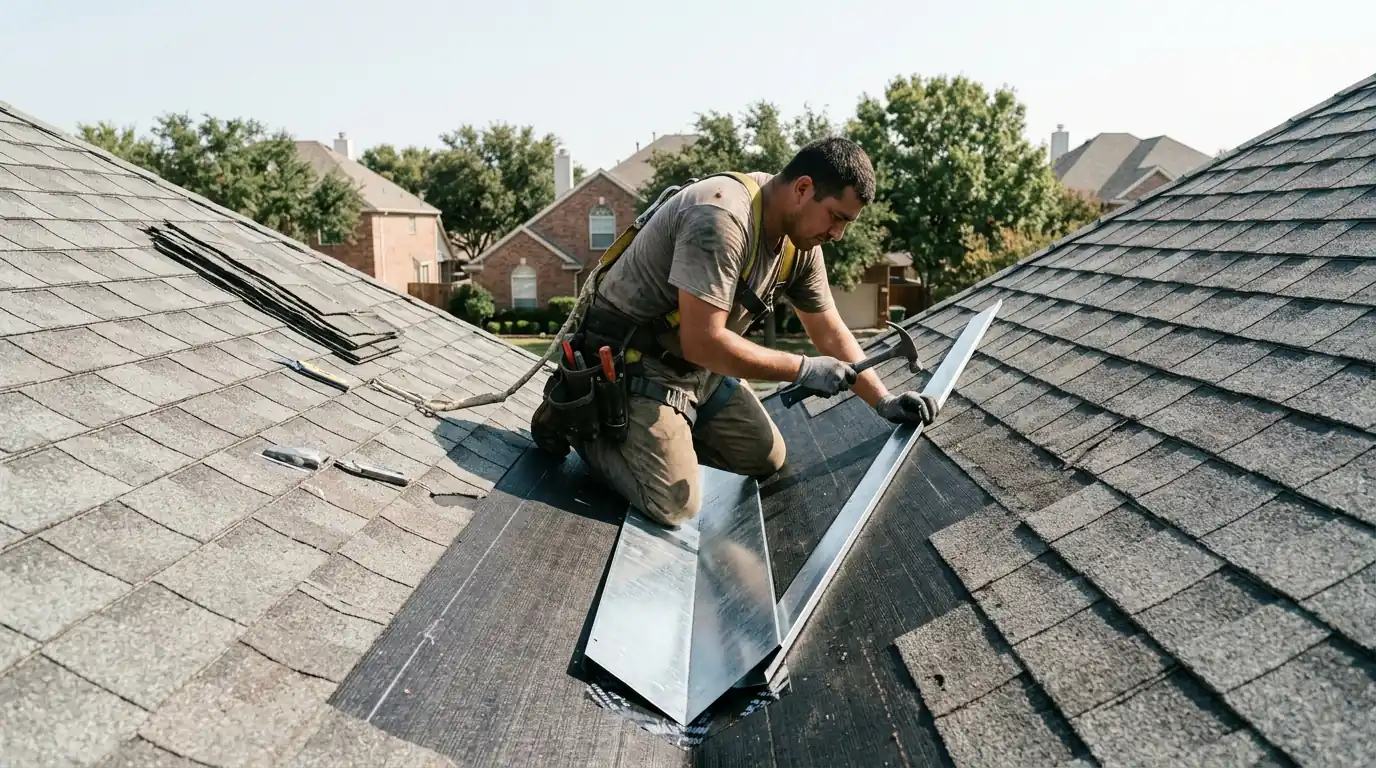 Roof valley rebuilt to stop a leak