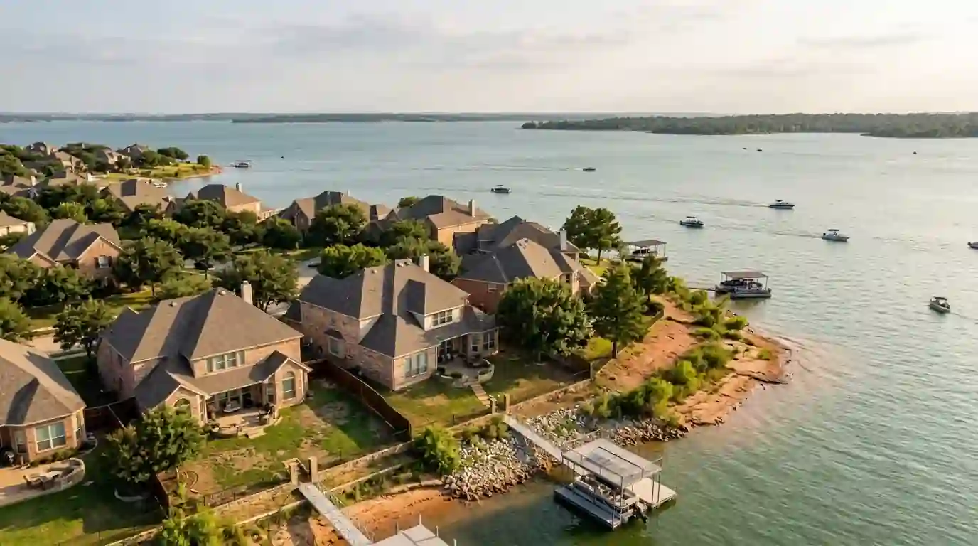 Homes near Lewisville Lake in Denton County