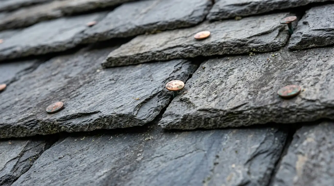 Natural slate courses on an East Dallas Tudor home