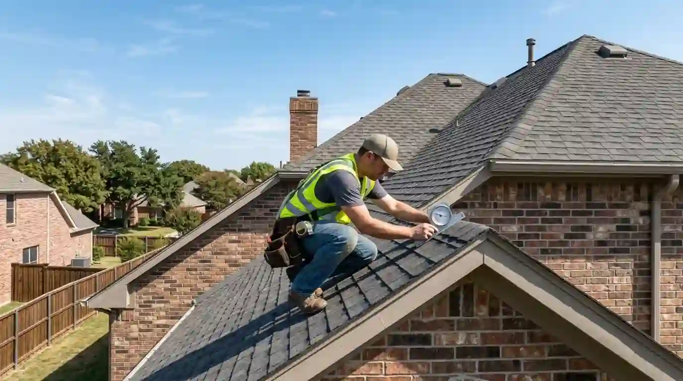Roof being measured for an estimate in Dallas