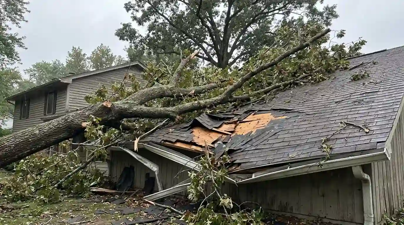 Storm limb through a Dallas roof