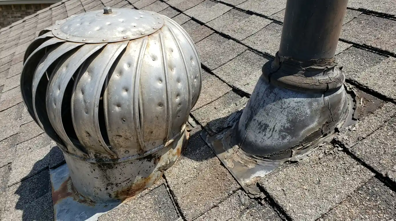 Hail-dented turbine vent and split pipe boot