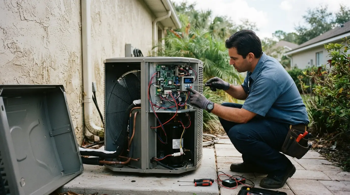 Variable speed heat pump during installation