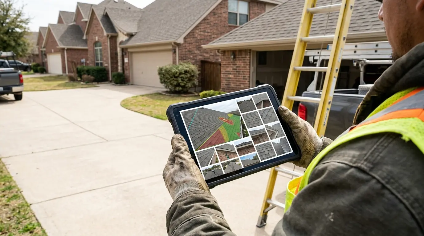 Slope-by-slope hail inspection report on a tablet