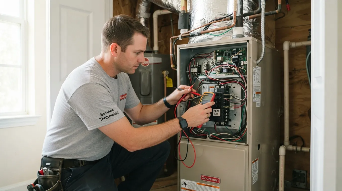 Heat strip wiring checked on a new air handler