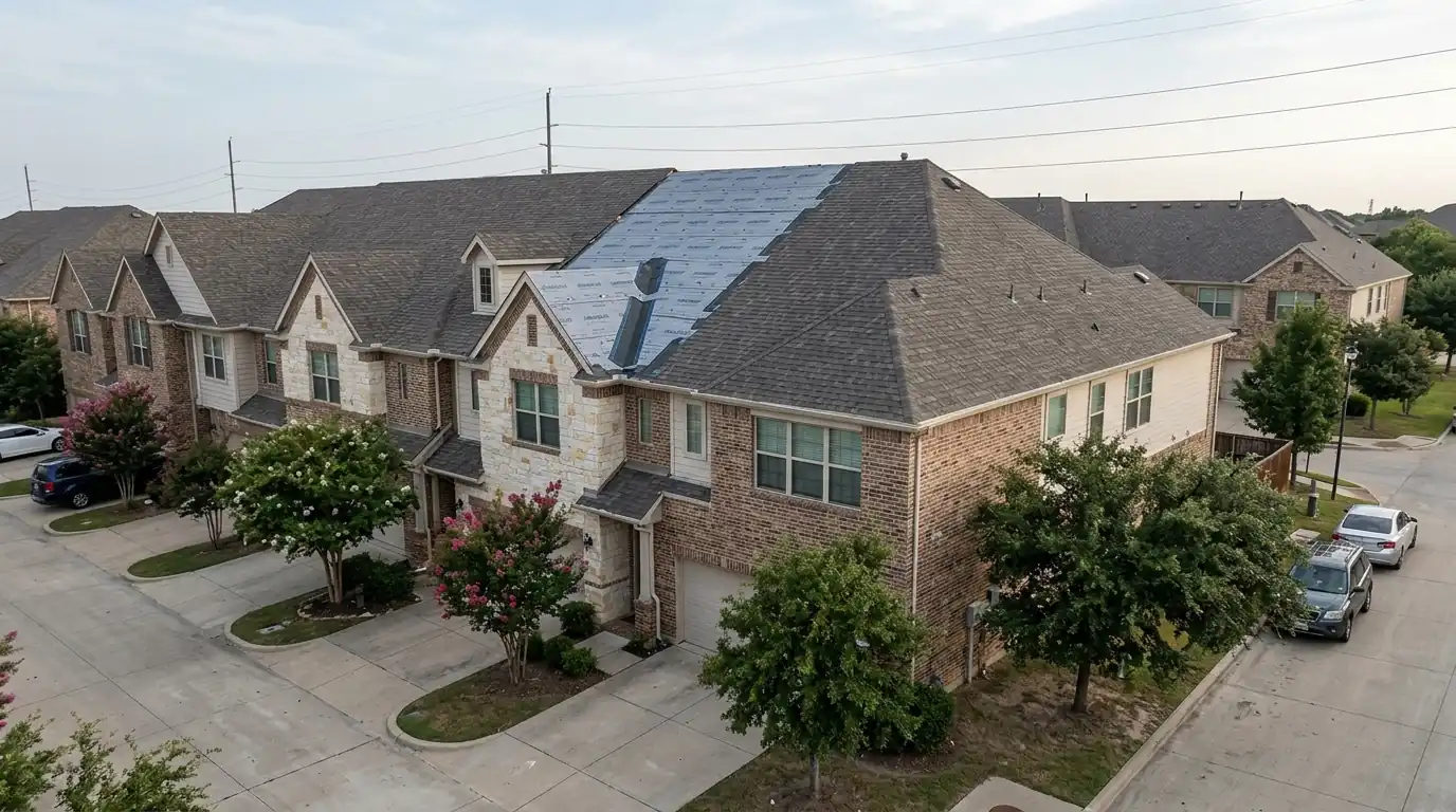 Townhome roof replacement stopped at a party wall