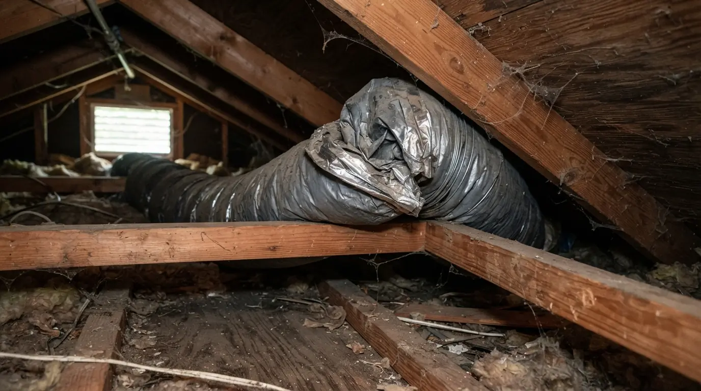 Crushed flex duct restricting airflow