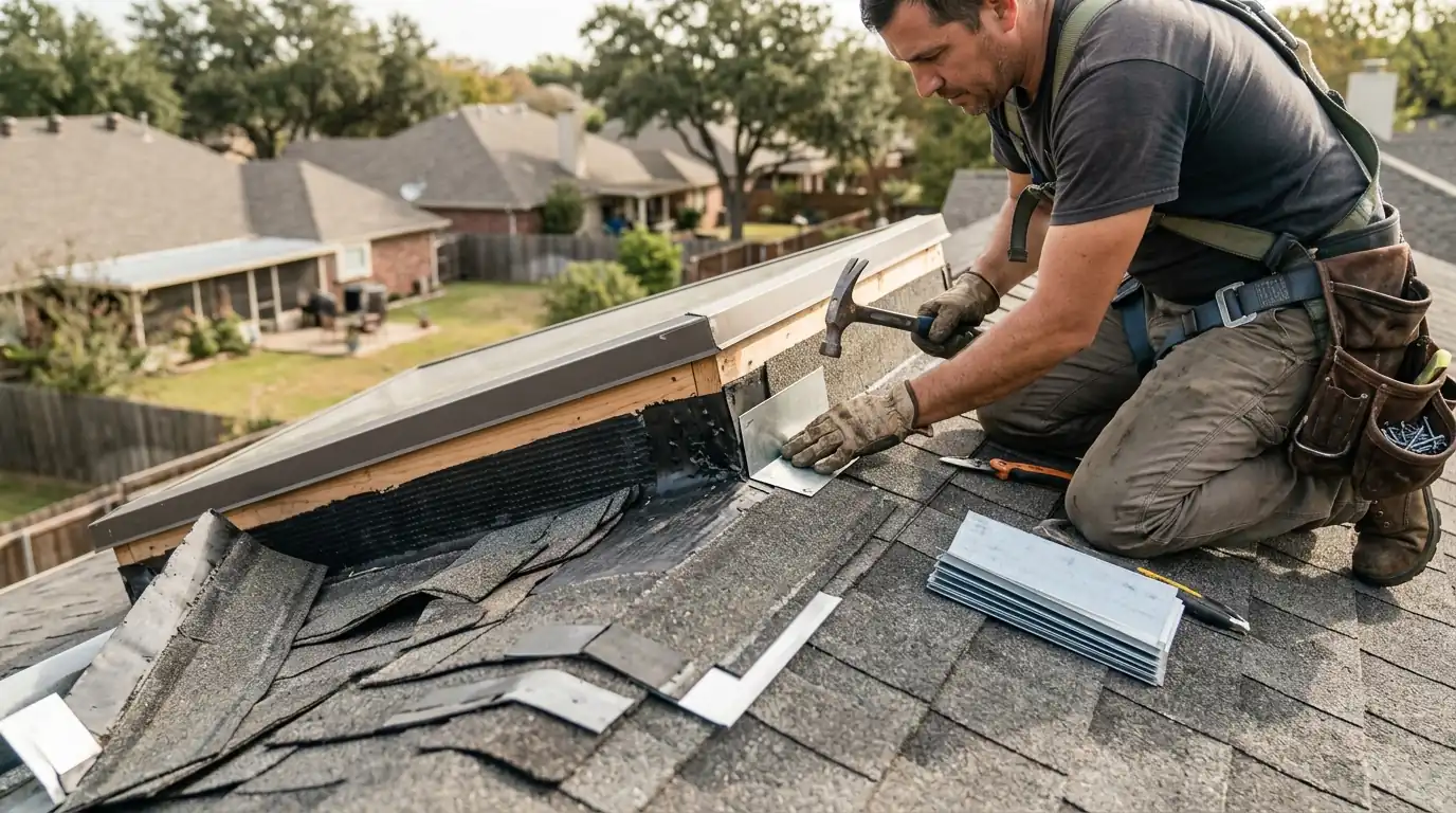 New flashing kit installed around a skylight in Dallas
