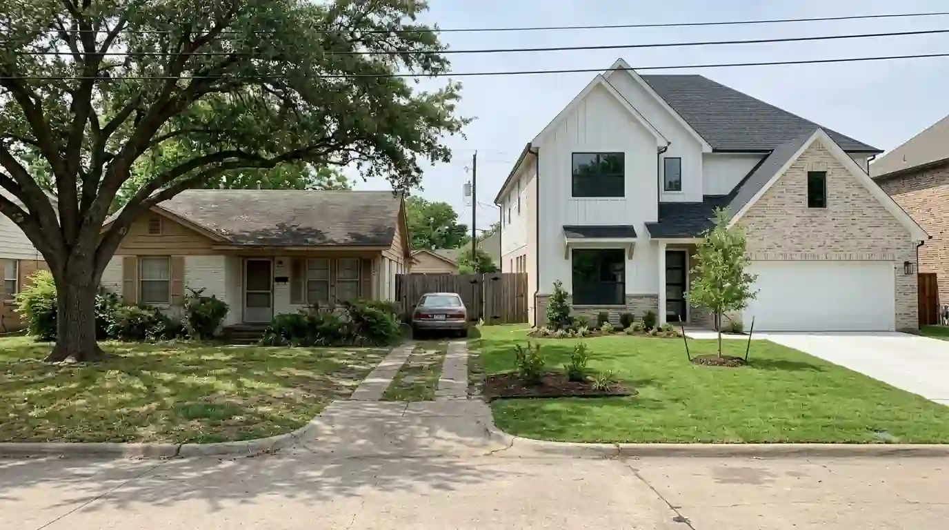 Old and new homes in Midway Hollow