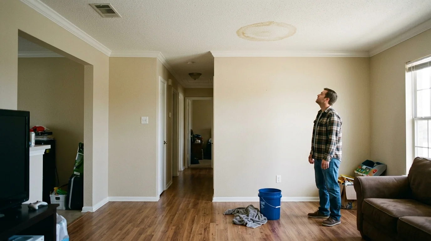 Ceiling stain from a roof leak