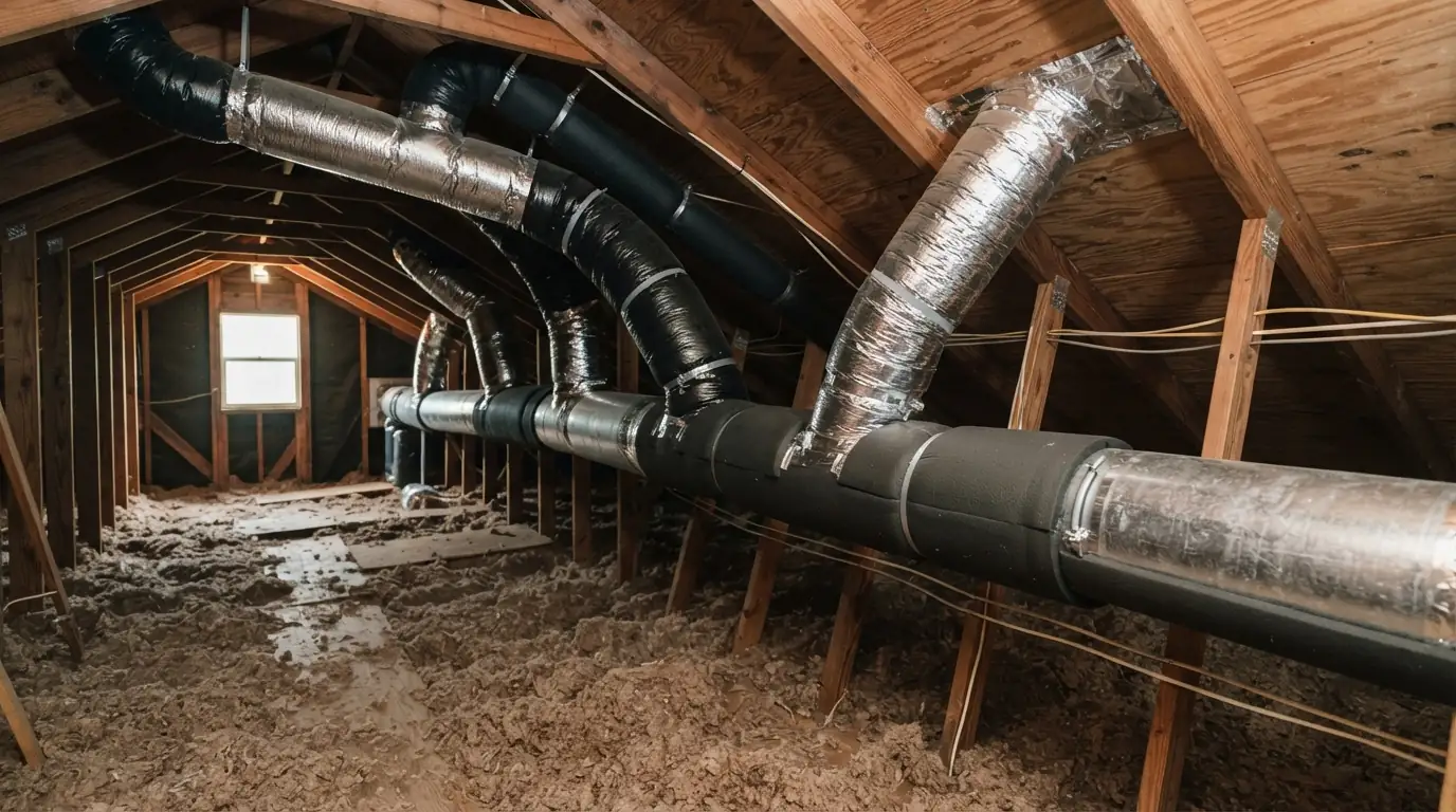 New trunk and branch ducts in a Jacksonville attic