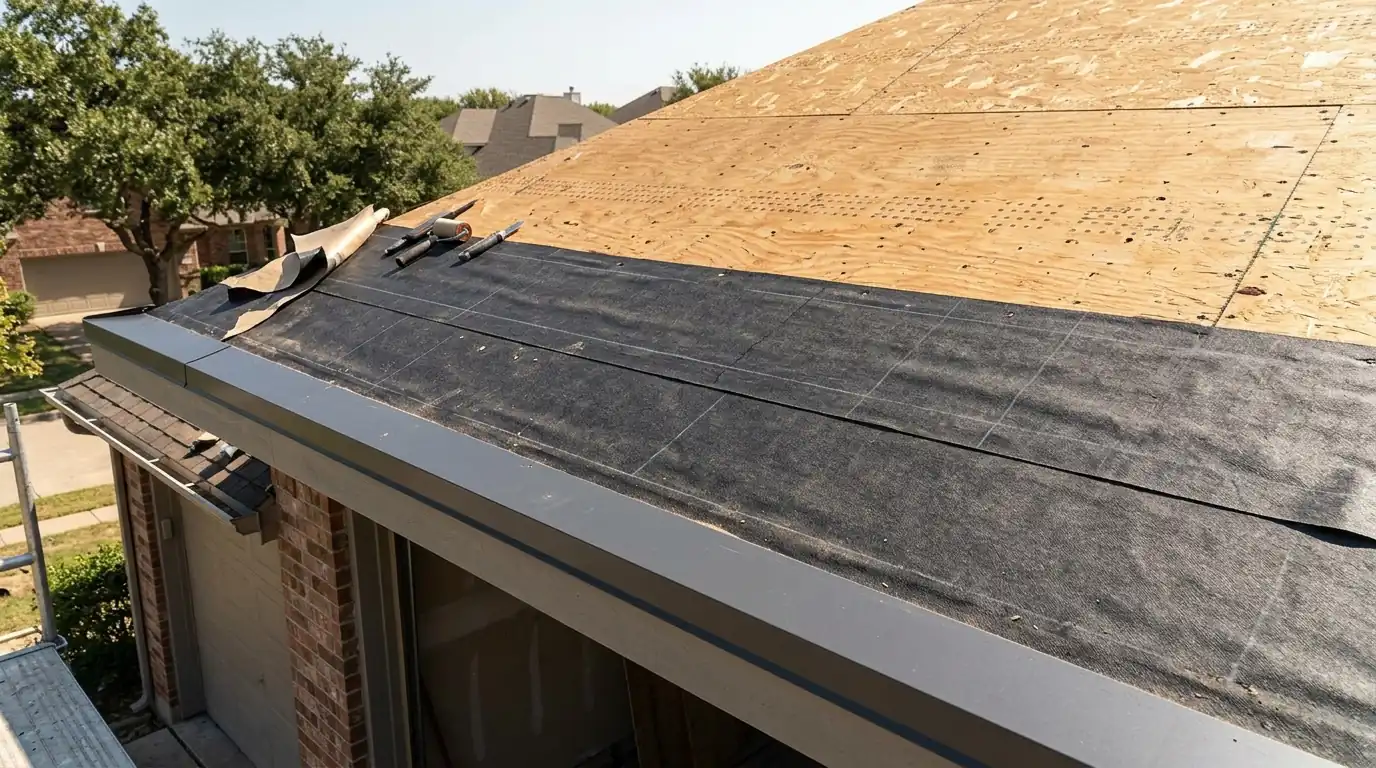 Underlayment and trim ready for metal panels