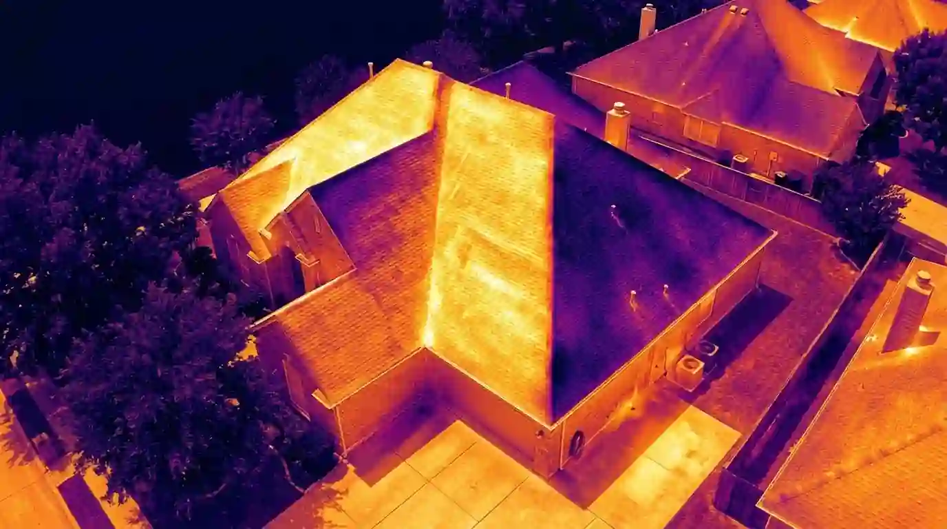 Heat difference across roof slopes in Dallas