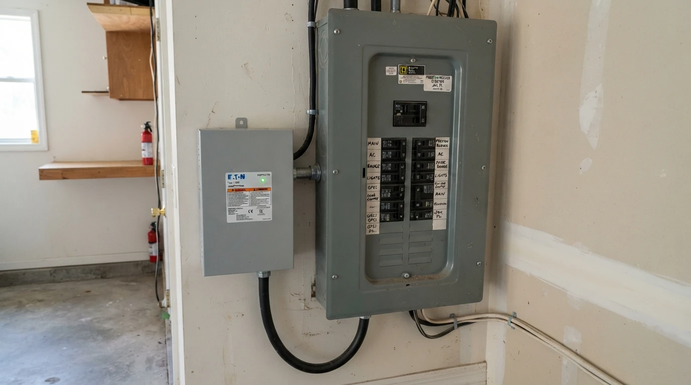 Whole home surge protector at an electrical panel