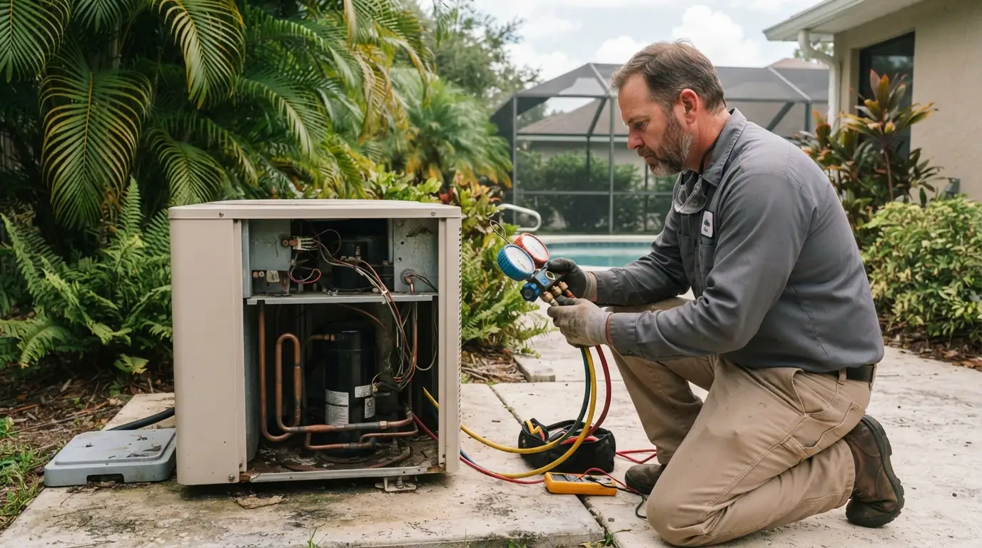 Checking refrigerant pressure on a pool heat pump