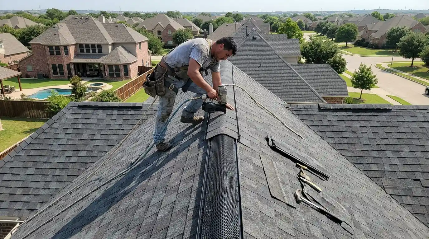 Ridge vent installed on a Dallas roof