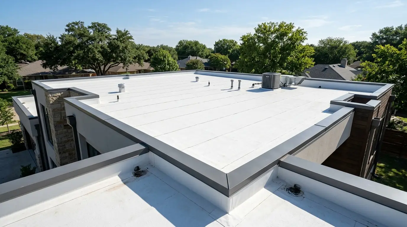 TPO roof on a modern Dallas home