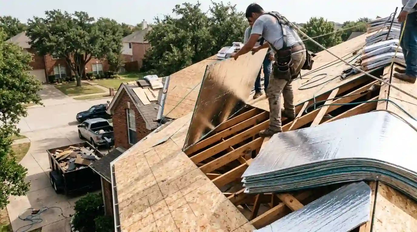 TPO replacement on a Dallas warehouse roof