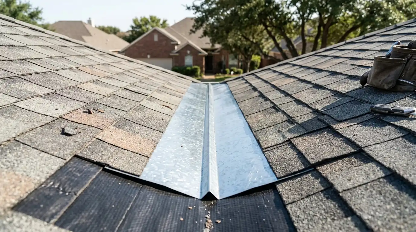 Valley metal replaced on a shingle roof