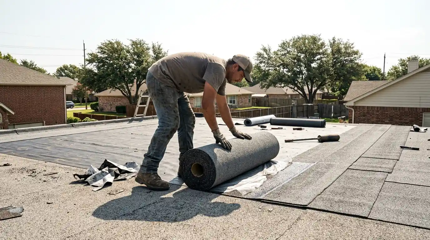 Modified bitumen on a residential flat roof