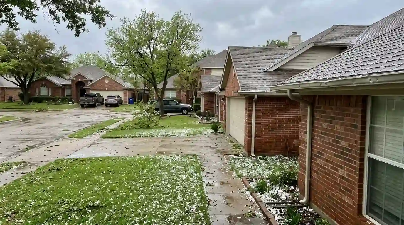 Hail after a storm near Lake Arlington