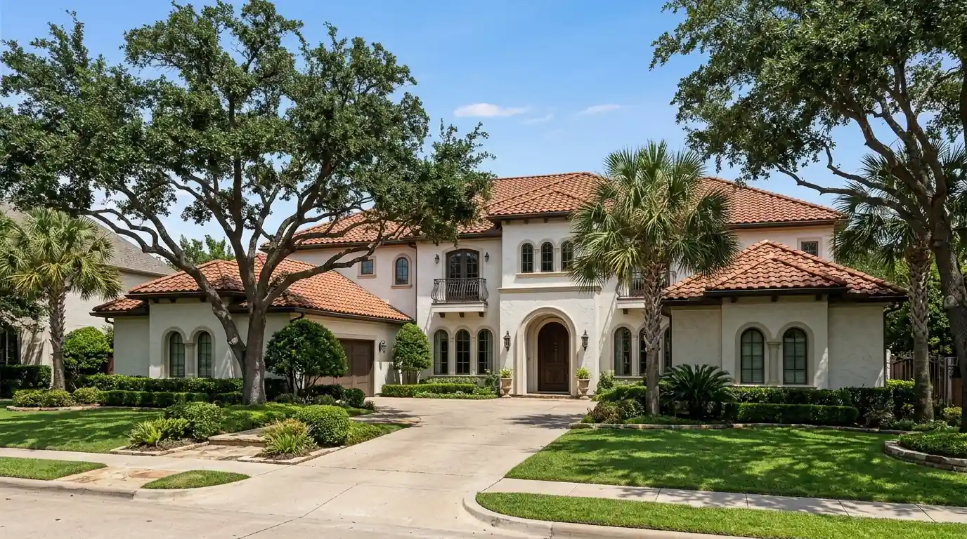Concrete barrel tile roof on a north Dallas home
