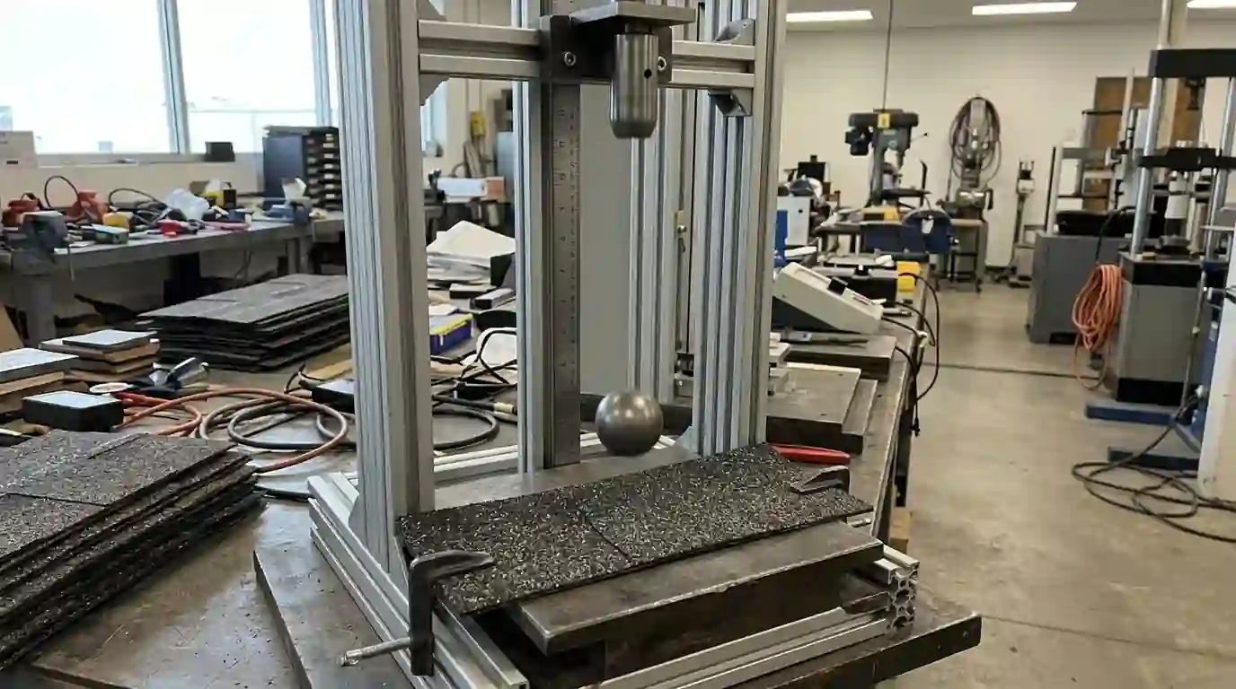 Impact test on a shingle sample