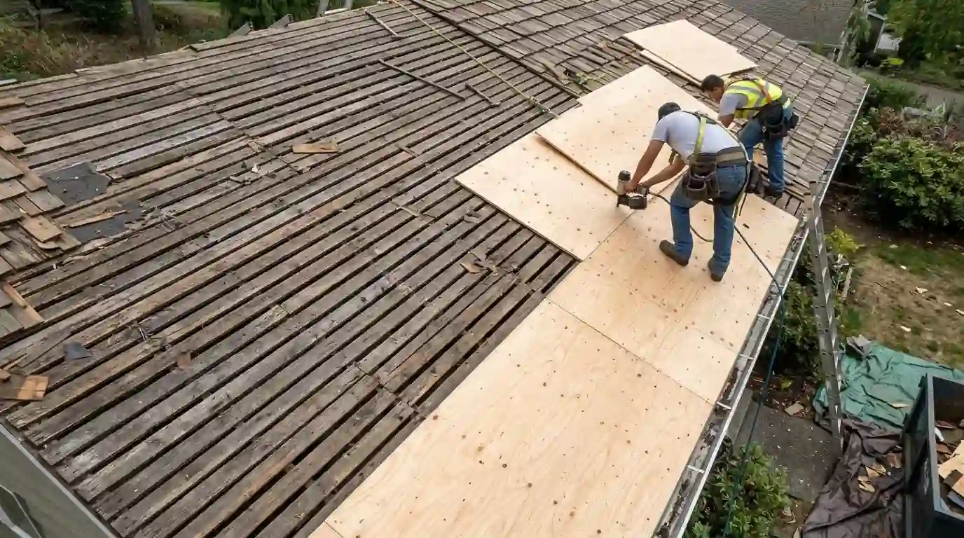 Shake roof conversion with new decking