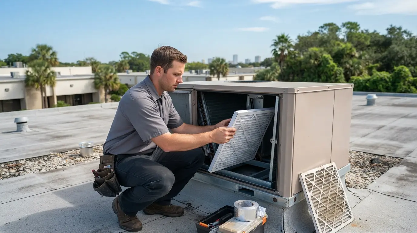 Replacing filters in a rooftop unit