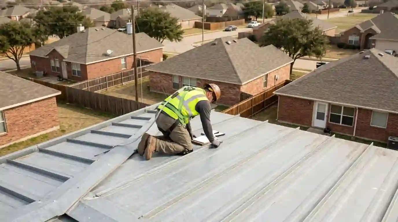 Core sample on a commercial roof survey