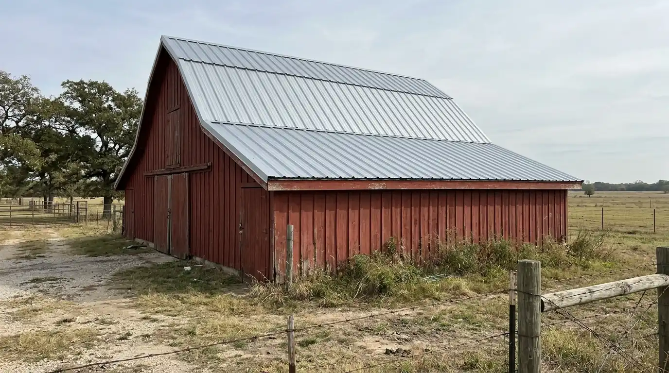Metal roof on an Ellis County barn