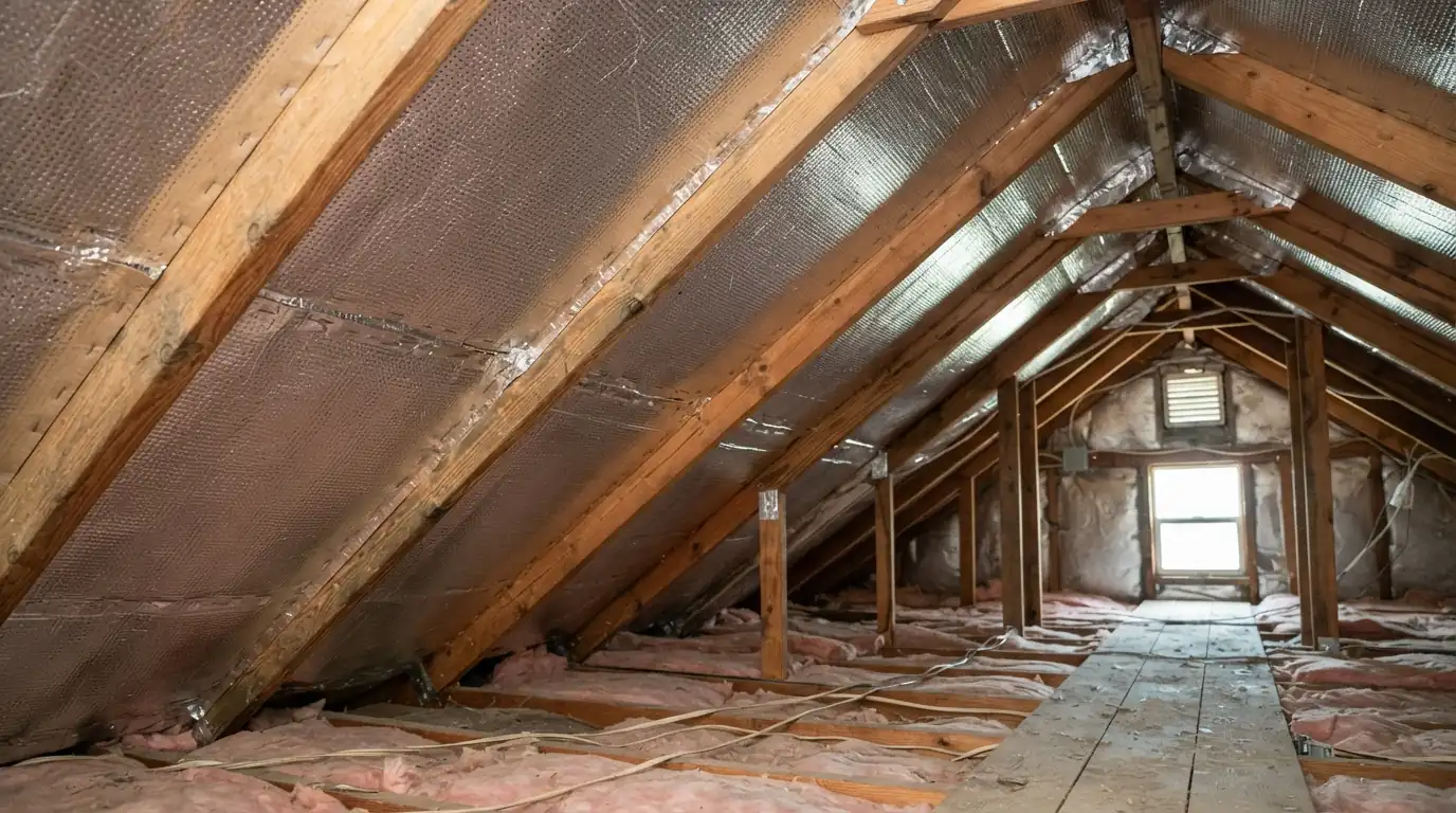 Radiant barrier installed under a roof deck