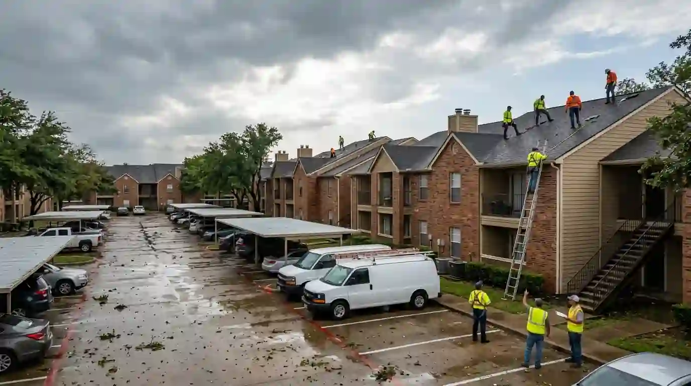 Apartment roofs in Irving