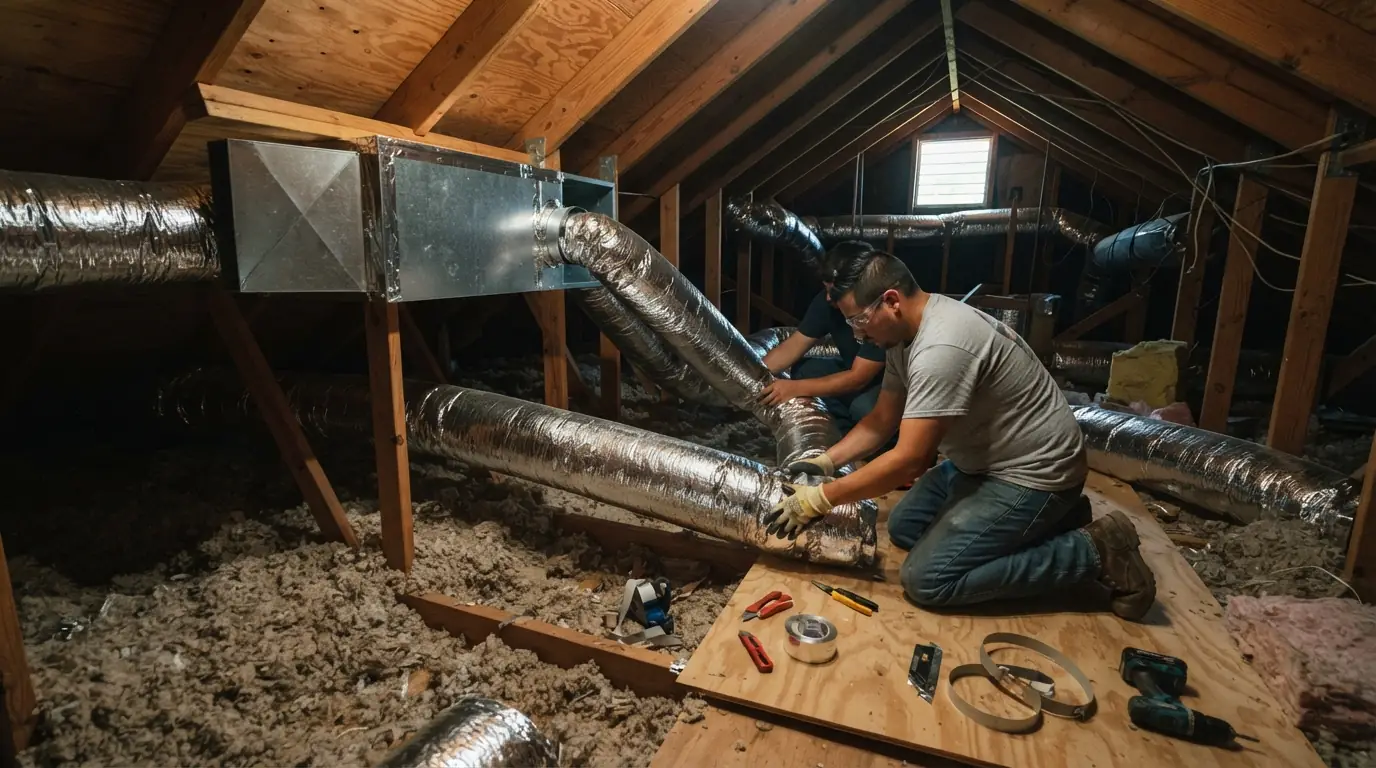 New ductwork being installed for an AC in a Jacksonville addition