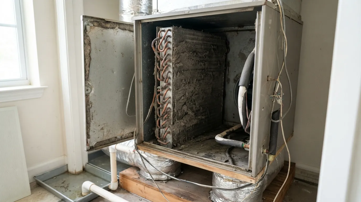 Dust matted on an indoor evaporator coil