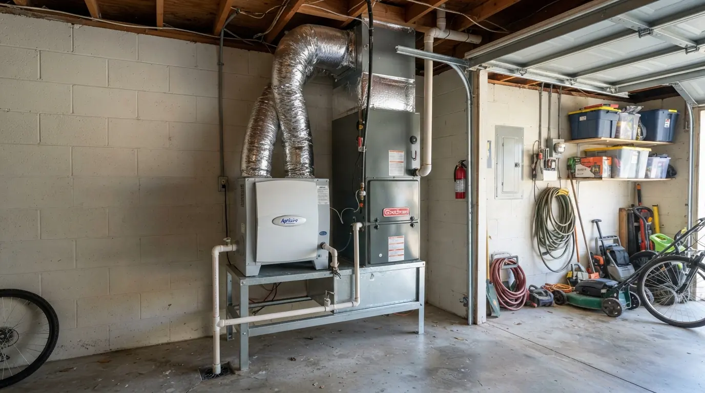 Whole house dehumidifier beside an air handler
