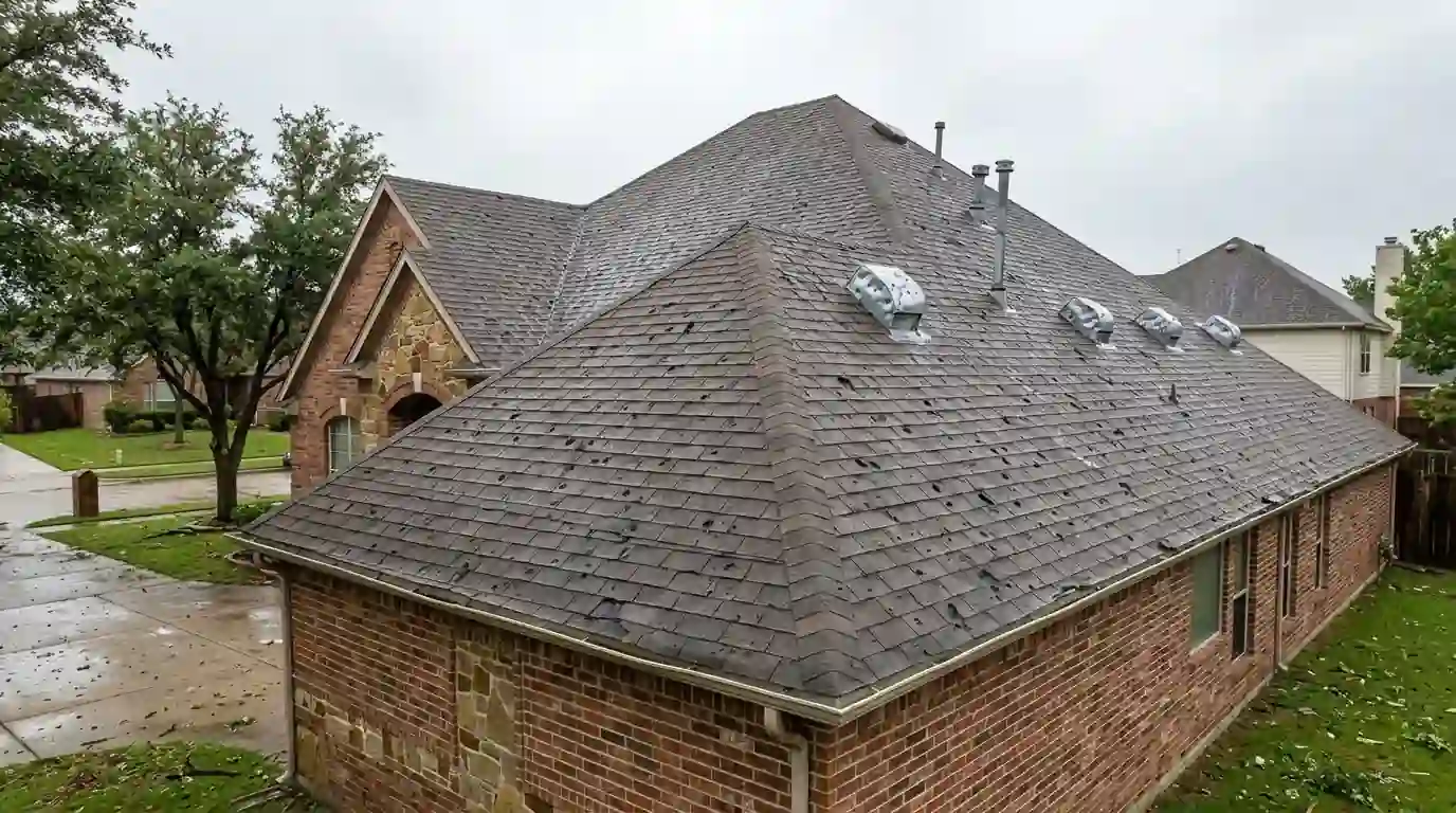 Hail damage on a DeSoto roof